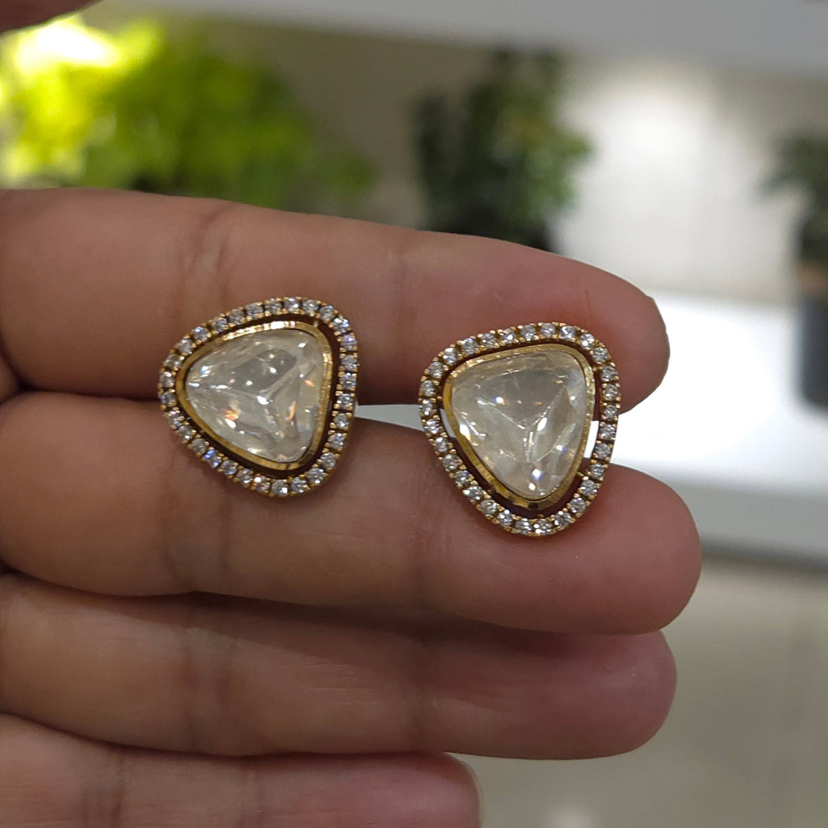Diya moissanite polki studs