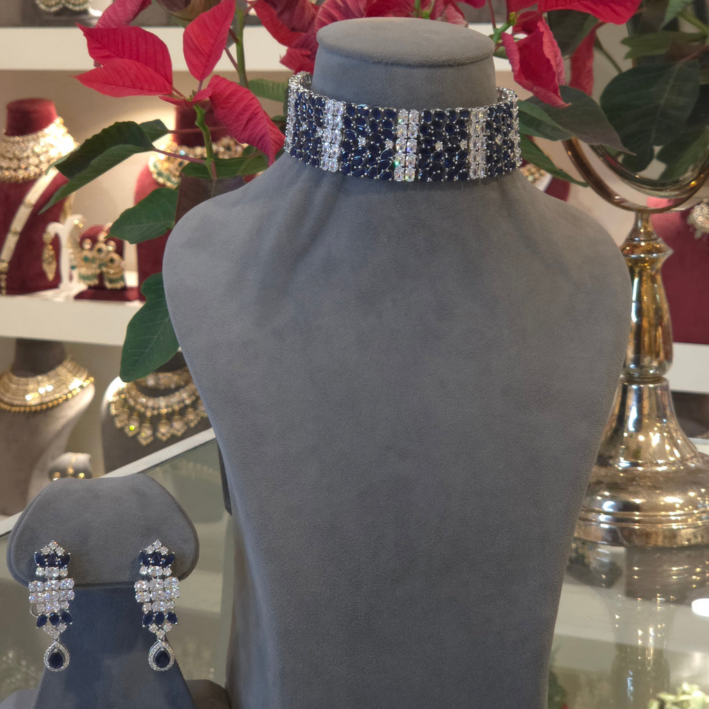Vandita AD choker set in blue and green