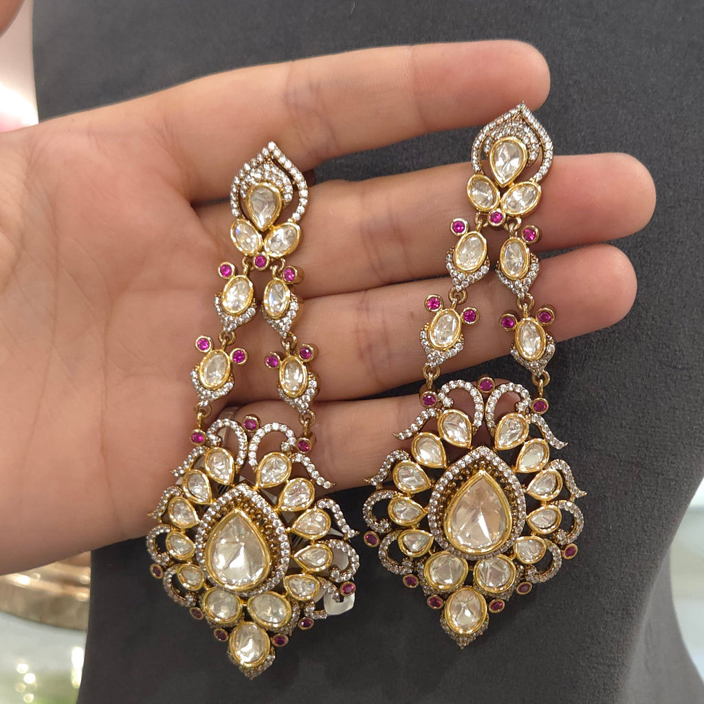 Mohana long polki earrings