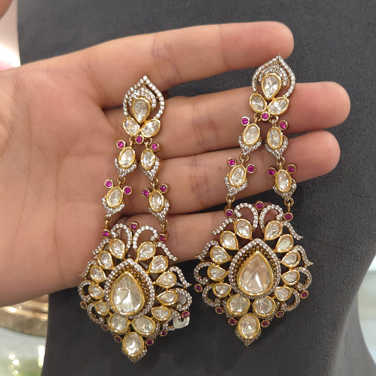 Mohana long polki earrings
