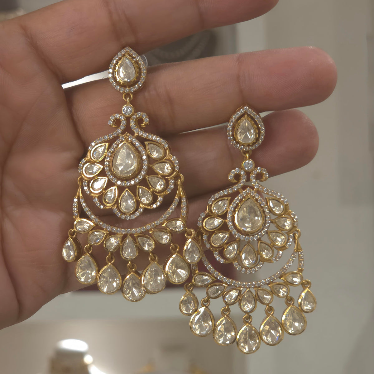 Amaira moissanite polki chaandbali detail