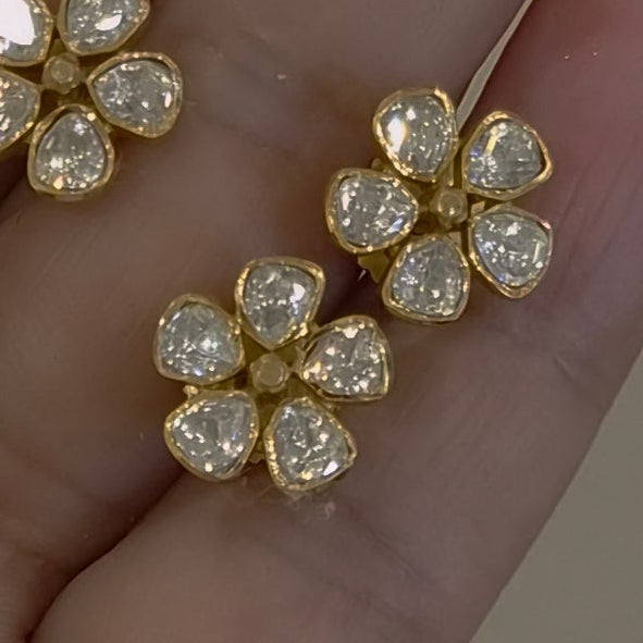 Gia moissanite polki studs detail