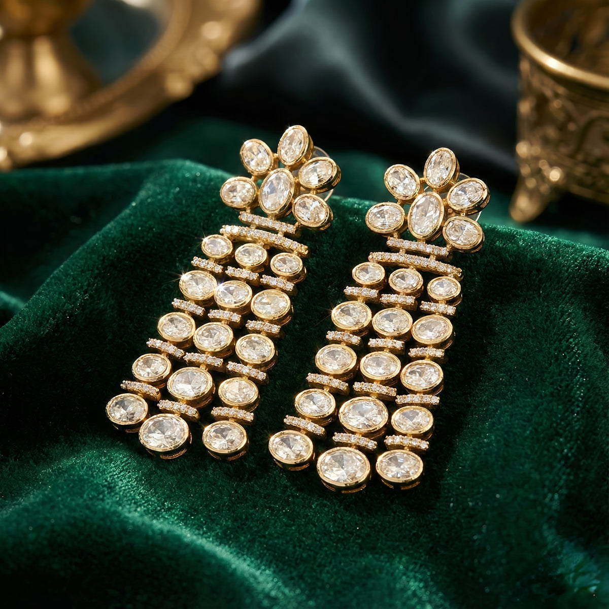 Mridula moissanite polki earrings detail