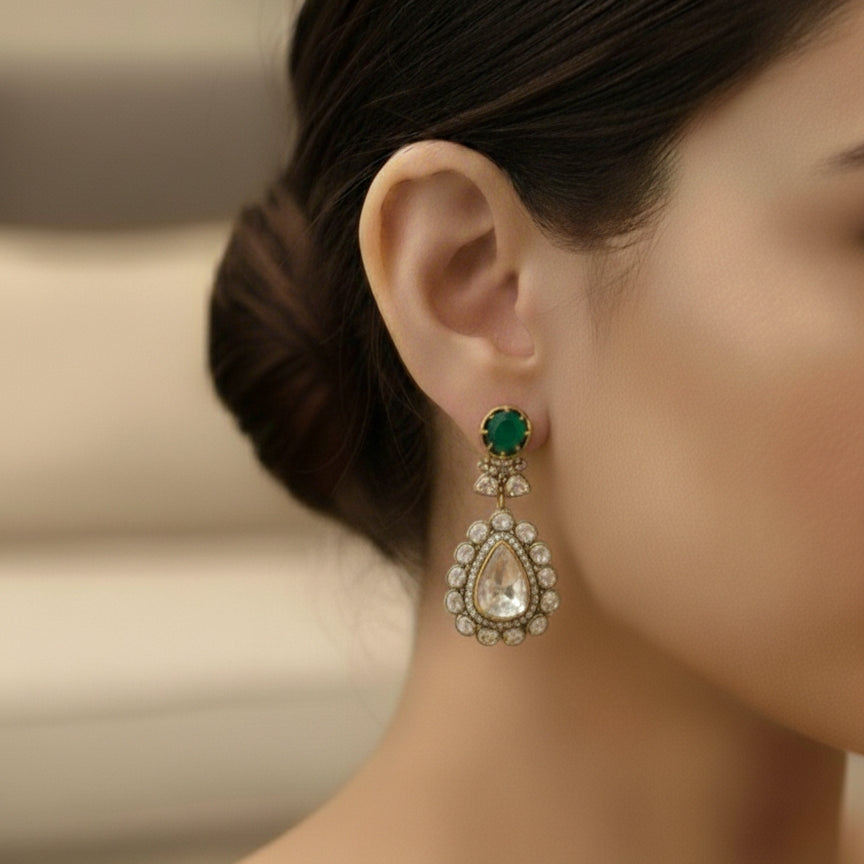 Arnika moissanite polki danglers detail