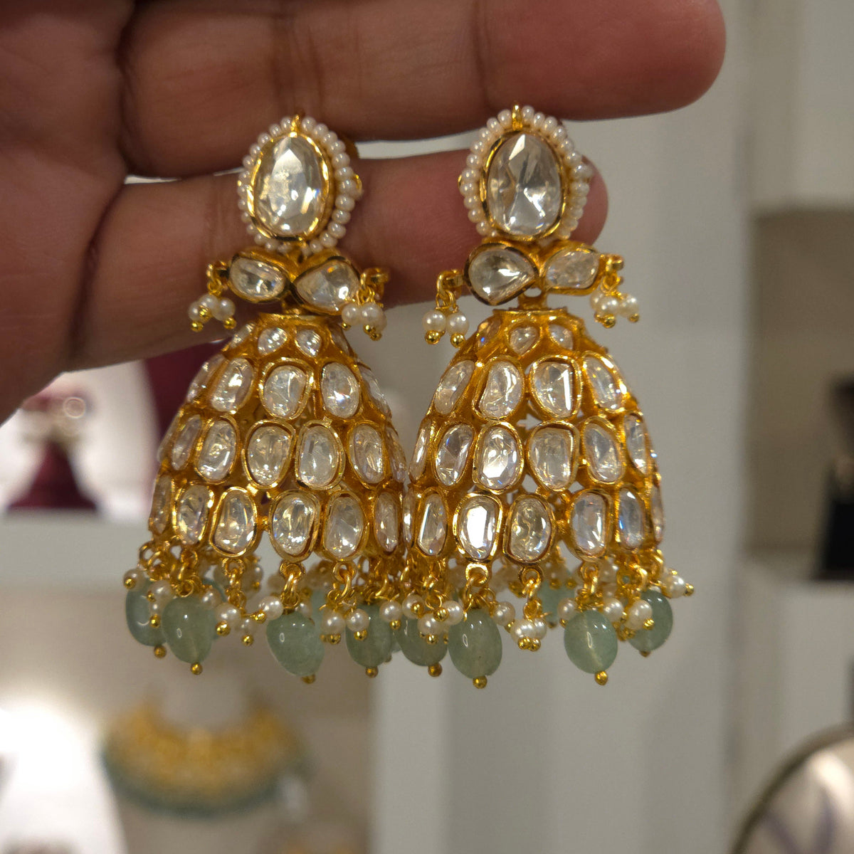 Kanika moissanite polki jhumka