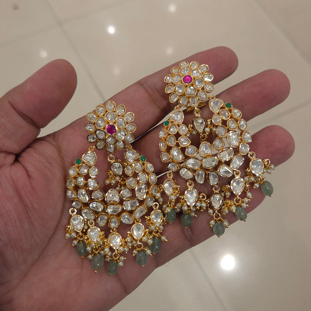 Bhavika moissanite polki chaandbali detail