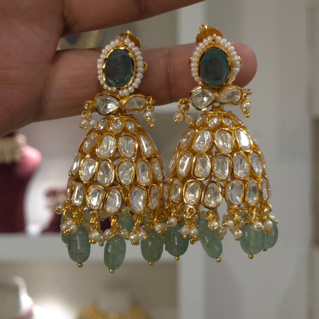 Kanika moissanite polki jhumka detail