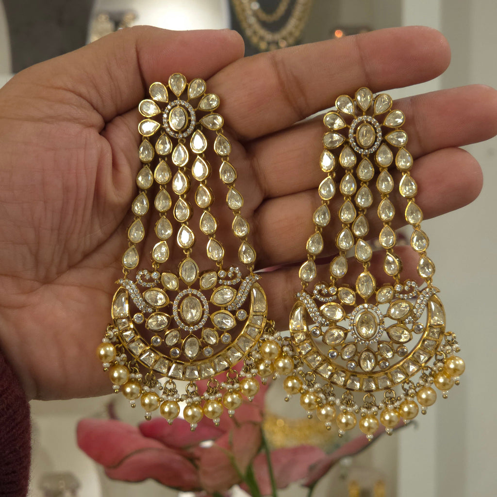 Shaila long moissanite polki earrings