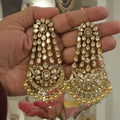 Shaila long moissanite polki earrings