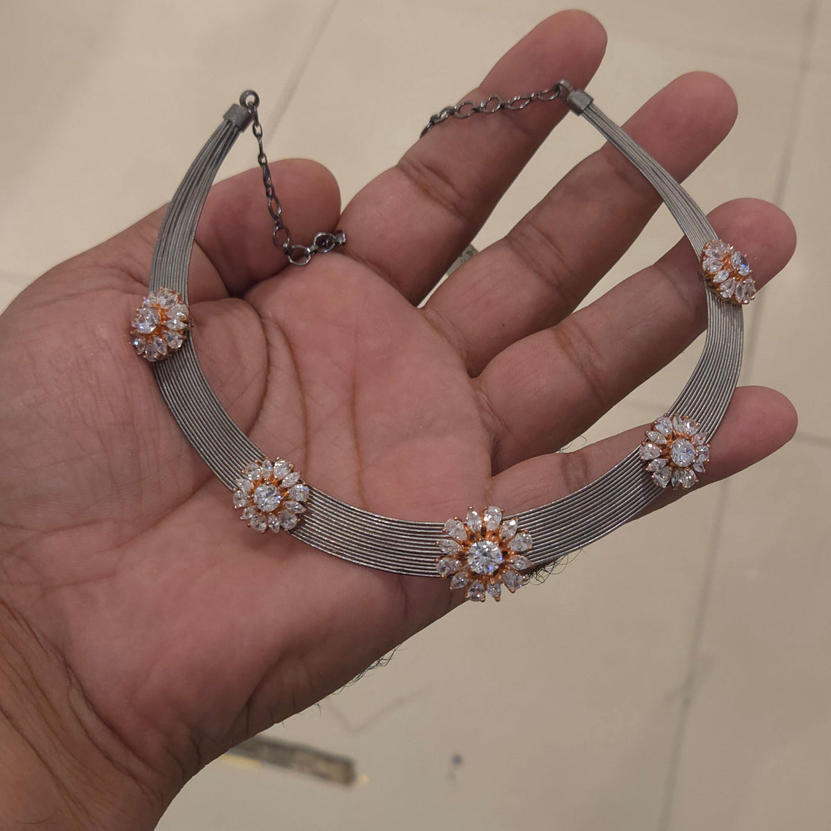 Ambika AD necklace set in black plating
