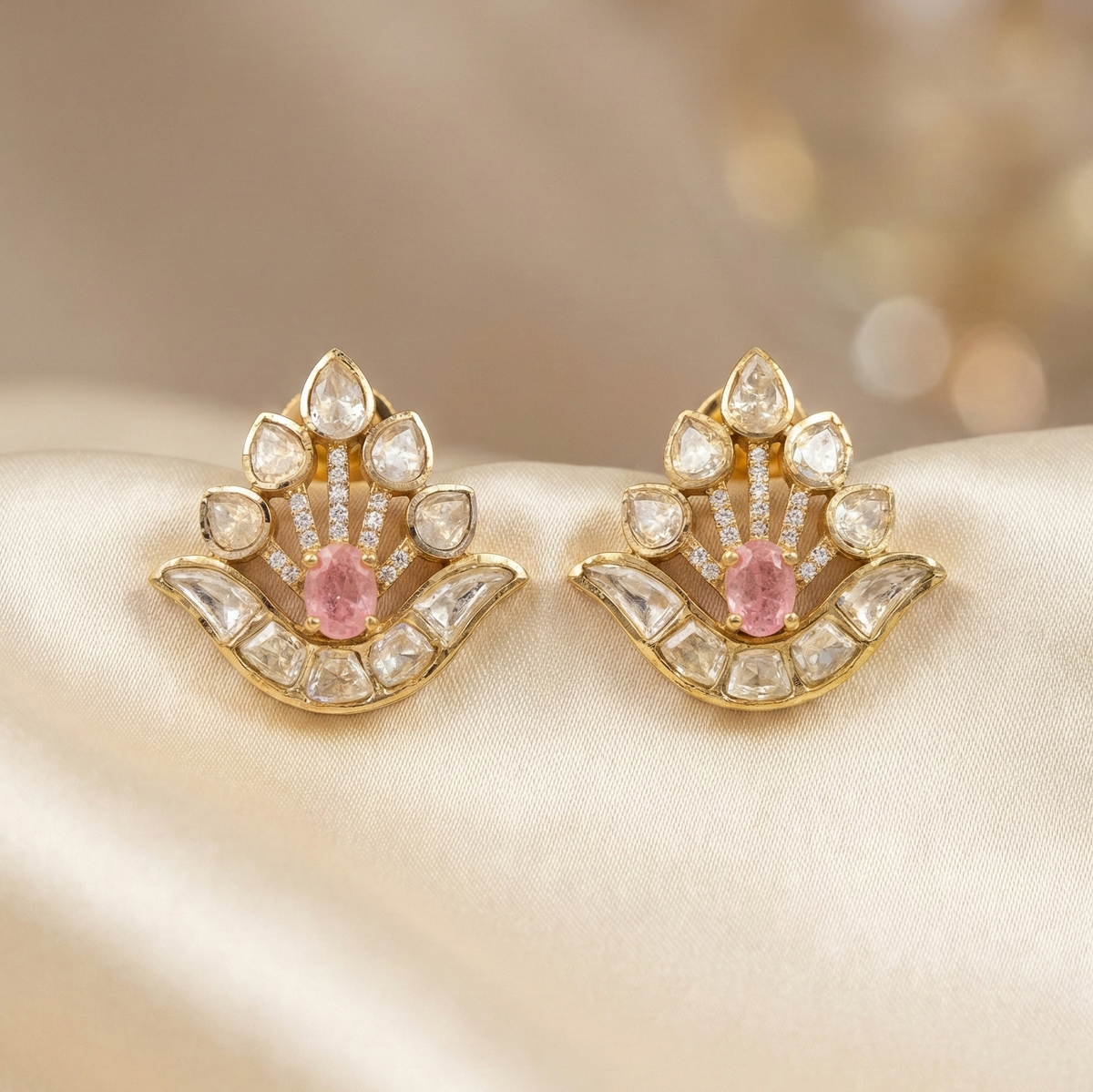 Vaishali moissanite polki studs detail