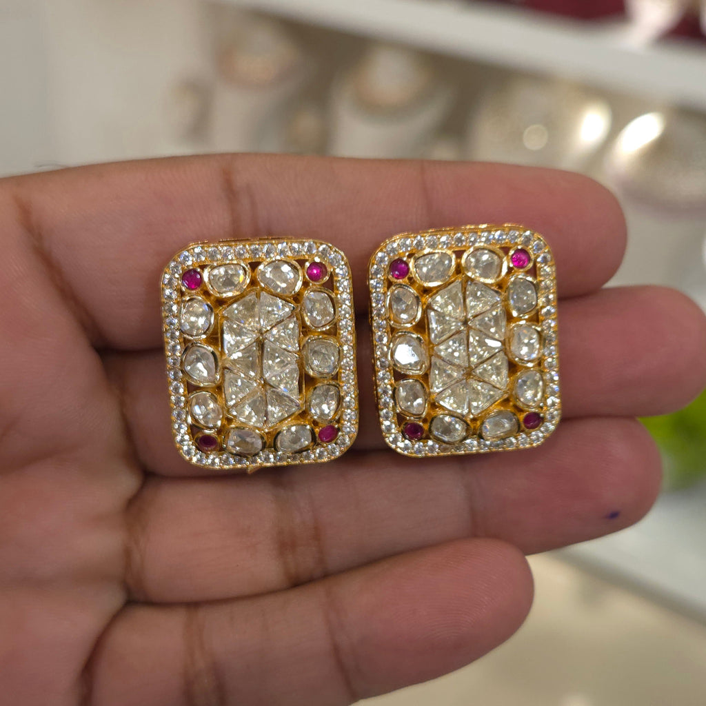 Minal moissanite polki studs detail