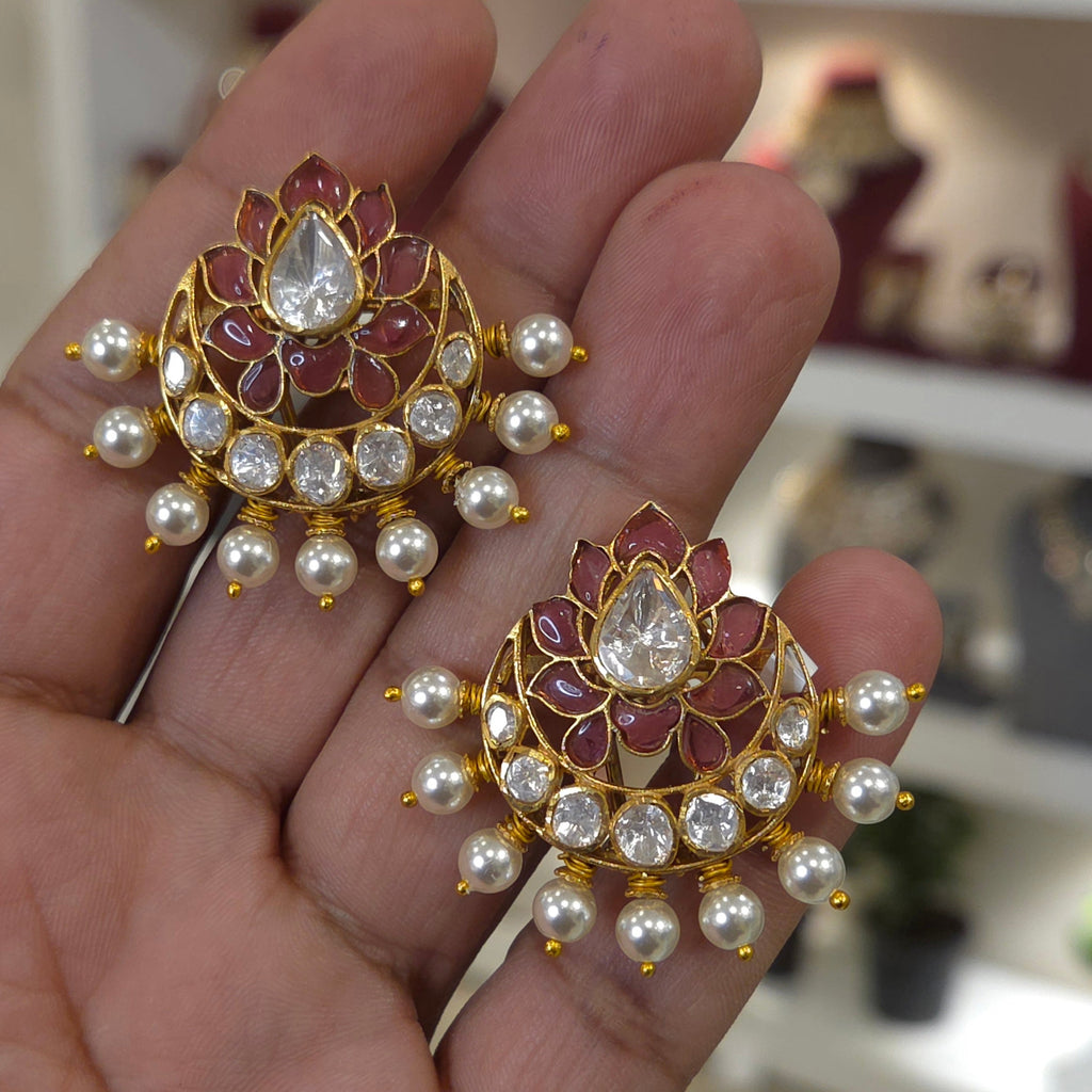 Zara moissanite polki lotus studs