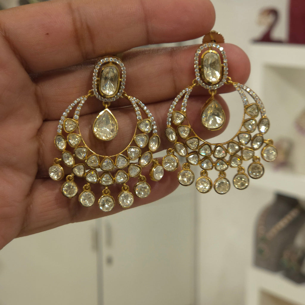 Mitali moissanite polki chaandbali detail
