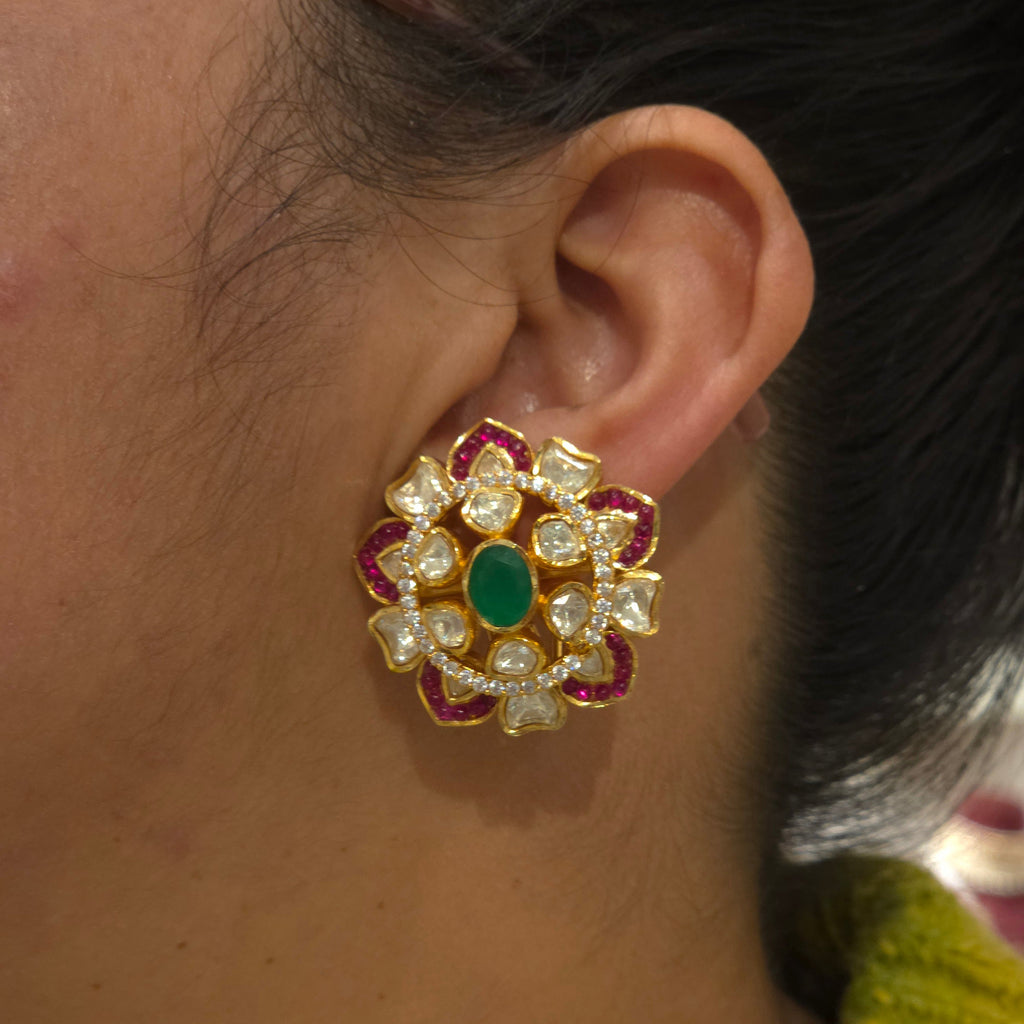Aditri moissanite polki studs detail