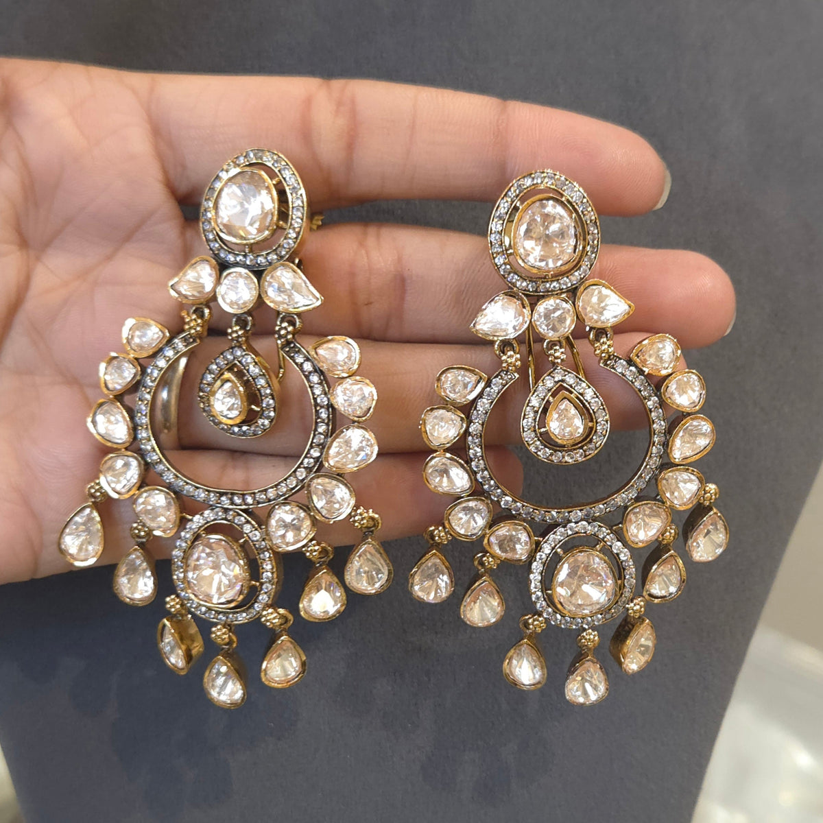 Pallavi moissanite polki earrings