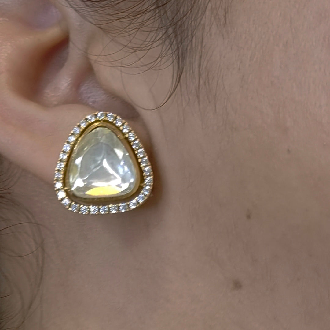 Diya moissanite polki studs detail