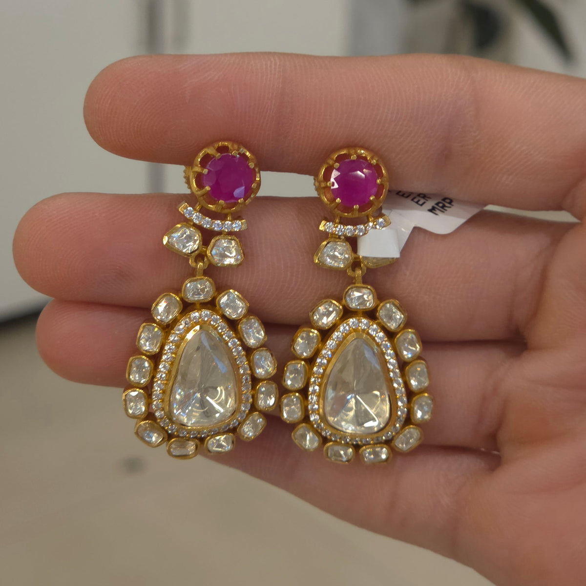 Roopa moissanite polki danglers detail