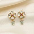 Revati moissanite polki studs with emerald beads