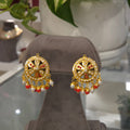 Manreet jadau earrings in gold and orange